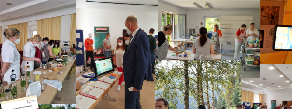 Bunte Collage mit Fotos von Veranstaltungen der betrieblichen Gesundheitsförderung.